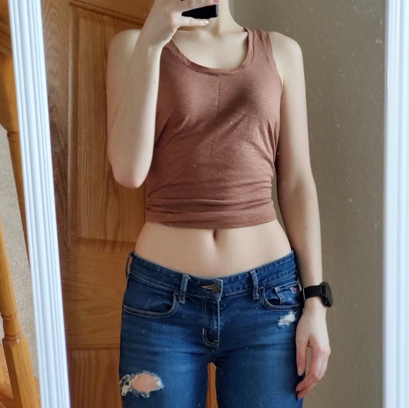 💥2 FOR $25💥Flowy Gap Tank Top Orange Brown - Picture 1 of 5